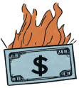 Burning cash illustration