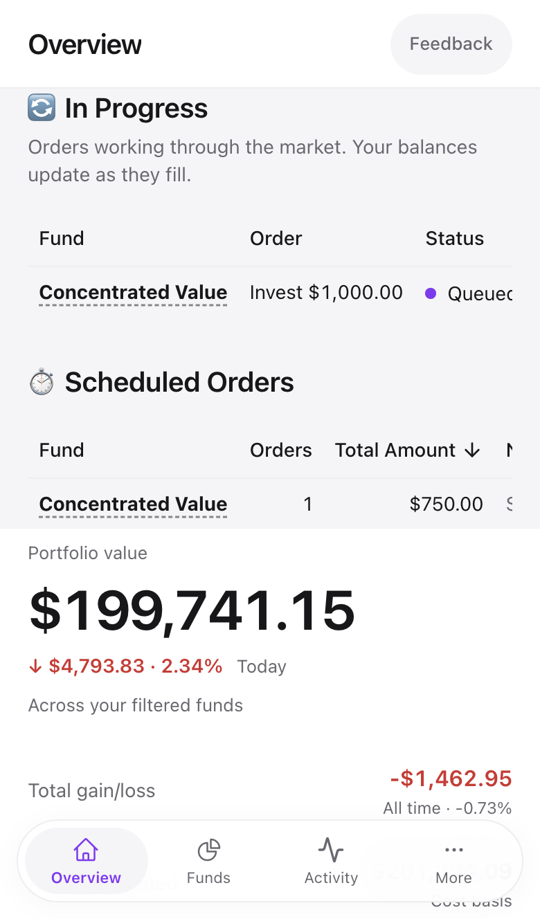 The In Progress table with a Placing orders chip