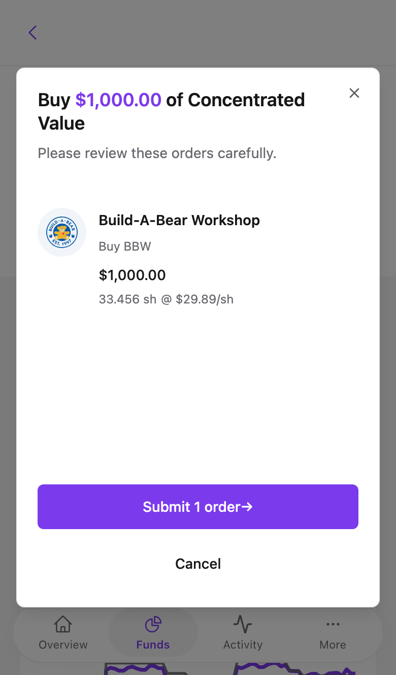 Step two listing the orders to be placed