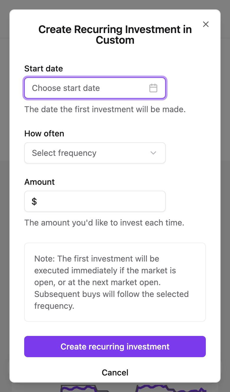 The recurring investment dialog