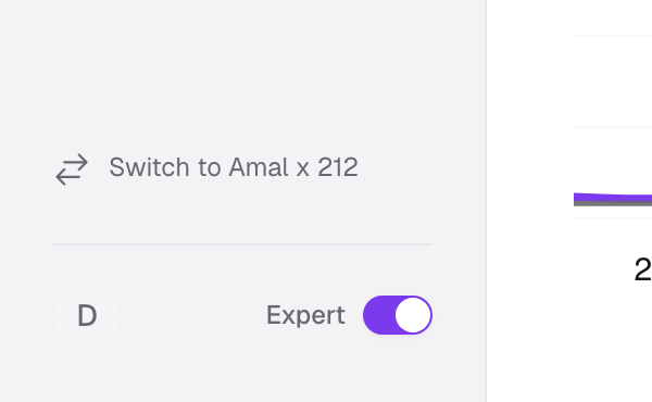 The sidebar footer with the Switch to Amal x 212 button